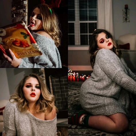 Spicy Christmas Pictures, Christmas Boudiour Photoshoot, Tyler Christmas, Bouidor Photography, Plus Size Christmas, Holiday Photoshoot, Christmas Photoshoot, Home Photo, Christmas Pictures