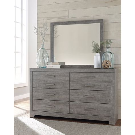 Signature Design by Ashley Culverbach Gray Bedroom Mirror (Mirror Only) (Bedroom Mirror) Spare Bed, Diy Dresser Makeover, Driftwood Finish, Revere Pewter, Six Drawer Dresser, Queen Panel Beds, Dresser Mirror, Bed Linens, Gray Bedroom