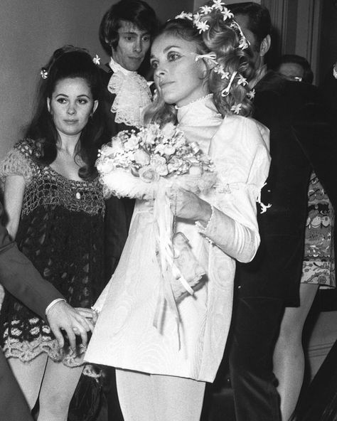 Barbara Parkins, Celebrity Bride, Dress Trims, Roman Polanski, Sharon Tate, Traditional Wedding Dresses, Nontraditional Wedding, Long White Dress, Wedding Mood