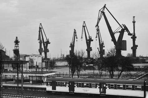 Gdansk Shipyard Shipyard Aesthetic, References Landscape, Port Crane, Tower Crane, Crane Operator, Beautiful Europe, House Castle, Industrial Landscape, Familiar Places