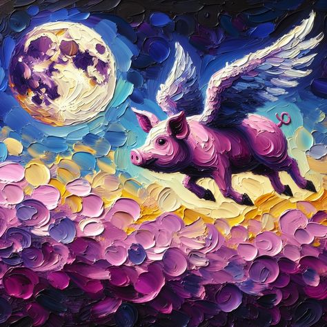 Flying Pigs Art, Pigs Art, Flying Pigs, Pig Painting, Pig Art, Animal References, Flying Pig, Pigs, Art Inspiration