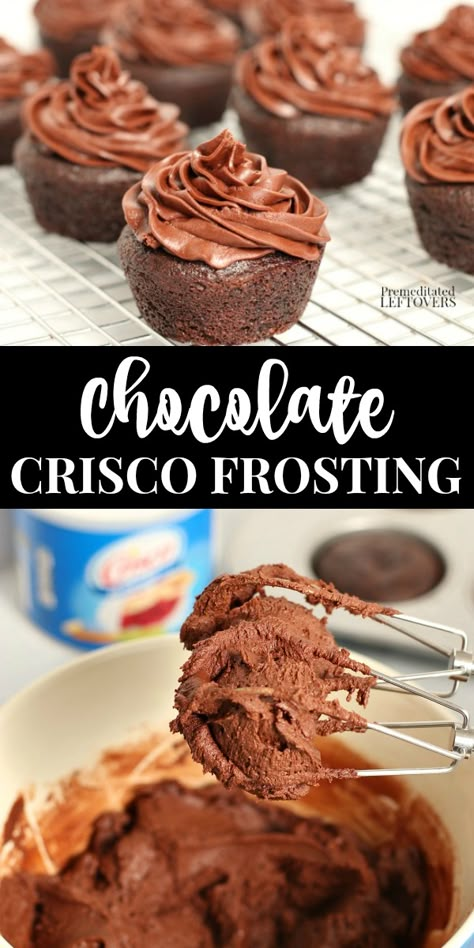 This Crisco chocolate frosting recipe is made with cocoa powder. It's a delicious bakery icing that's dairy-free  holds its shape on cakes  cookies. Icing With Crisco, Chocolate Icing With Cocoa Powder, Bakery Chocolate Frosting, Icing Made With Crisco, Frosting With Butter And Crisco, Crisco Chocolate Frosting, Frosting Crisco, Chocolate Frosting With Crisco, Crisco Icing