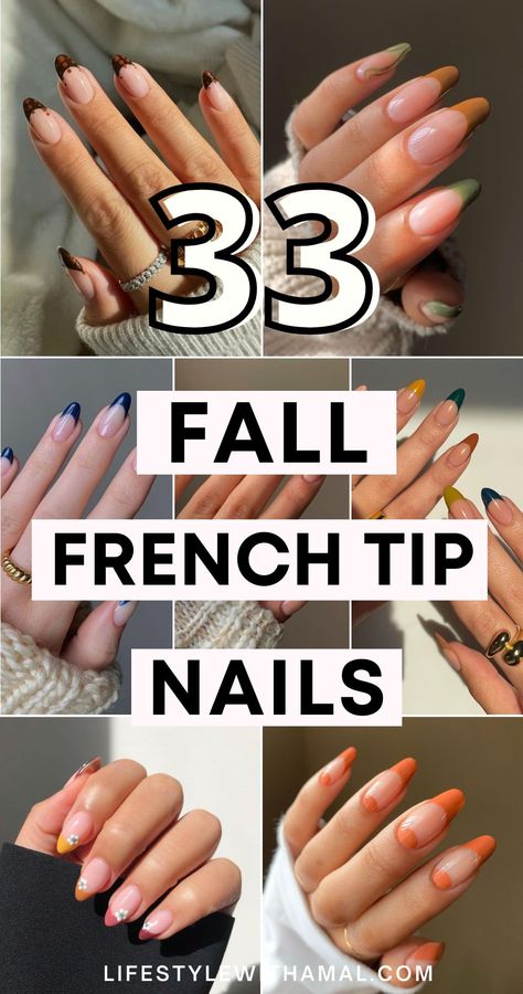 Love fall French tip nail designs? These fall French tips nails are all you need to feel warm and cozy this season! They're so dreamy and cute, once you take a look at these fall French nails short, you'll absolutely want to recreate them. Fall French Tips, Fall French Tip Nails, Fall French Tip, French Manicure Designs, Simple Fall Nails, French Tip Nail Designs, Fall Nail Trends, October Nails, French Nail Designs