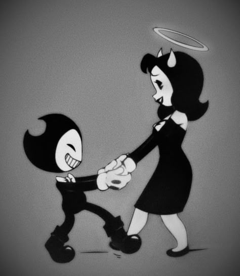 Bendy And Alice Angel Wallpaper, Bendy Pfp Aesthetic, Bendy And Alice Angel Matching Pfp, Alice Angel And Bendy, Bendy Aesthetic, Bendy And Alice Angel Love, Bendy And Alice Angel, Angel Cartoon, Gomez And Morticia