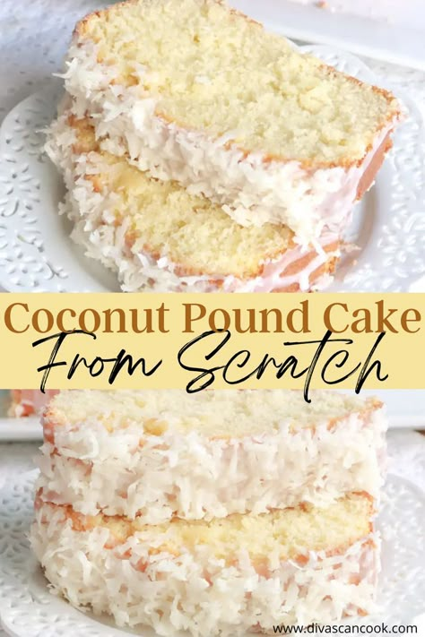 Homemade Coconut Cake Recipe, Pound Cake From Scratch, Coconut Pound Cake, Coconut Glaze, Best Pound Cake Recipe, Coconut Pound Cakes, Almond Pound Cakes, Cake From Scratch, Glaze For Cake