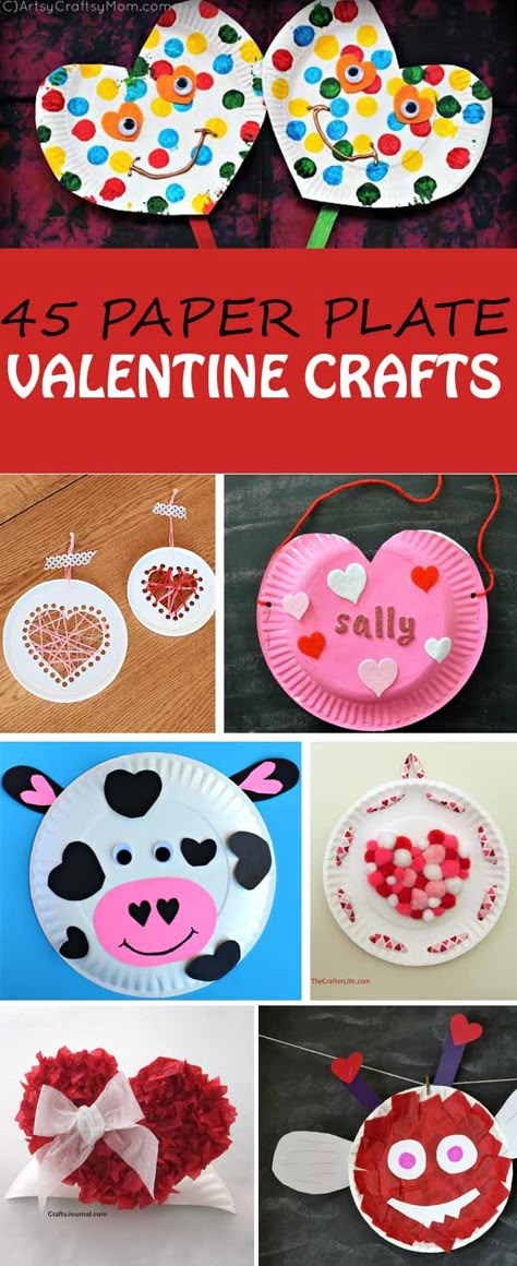 45 paper plate Valentine crafts for kids: hearts, card holders, love bugs, decorations, paper plate hats, sun catchers and more. Simple and fun Valentine's Day crafts for toddlers, preschoolers and kindergartners. | at Non-Toy Gifts Paper Plate Hats, Paper Plate Animals, Paper Plate Crafts For Kids, February Crafts, Hearts Card, Non Toy Gifts, Valentine's Day Crafts For Kids, Preschool Valentines, Valentine Crafts For Kids