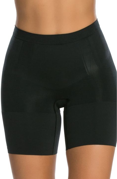 SPANX® OnCore Mid Thigh Shaper Shorts | Nordstrom Walking Everyday, Mid Thigh Shorts, Shorts Style, Flat Stomach, Get In Shape, Shapewear, Action Figure, Nordstrom, Black