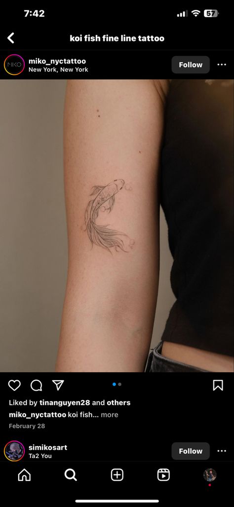 Koi Fish Tattoo Fine Line, Line Koi Fish Tattoo, Fish Tattoo Fine Line, Fine Line Koi Fish, Fine Line Koi Fish Tattoo, Ying Yang Koi Fish Tattoo, Matching Koi Fish Tattoo, Ying Yang Koi Fish, Tattoo Fine Line