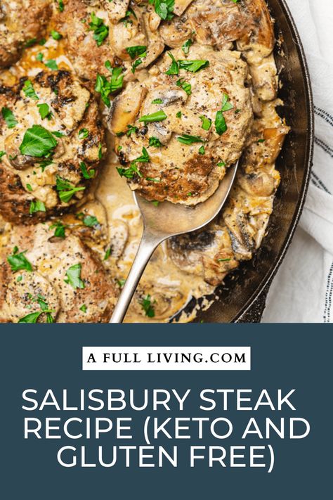 Gluten Free Salisbury Steak Recipe, Keto Salisbury Steak, Salisbury Steak With Mushroom Gravy, Steak With Mushroom Gravy, Salisbury Steak Crockpot, Ground Beef Patties, Keto And Gluten Free, Easy Mushroom Recipes, Gluten Free Hamburger