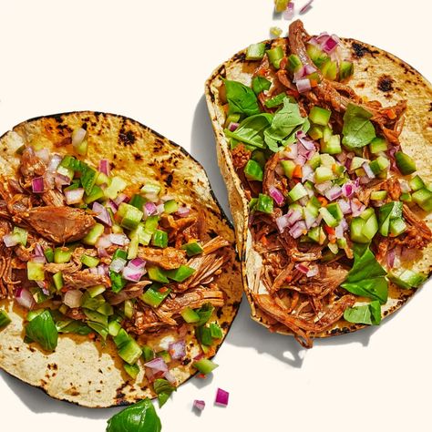 Goat Birria Tacos With Cucumber Pico de Gallo Recipe Recipe | Epicurious Goat Birria, Air Fried Fish, Grilled Chicken Tacos, Spicy Dipping Sauce, Birria Tacos, Sweet Potato Breakfast, Spicy Peanuts, Chili Garlic Sauce, Fire Roasted Tomatoes