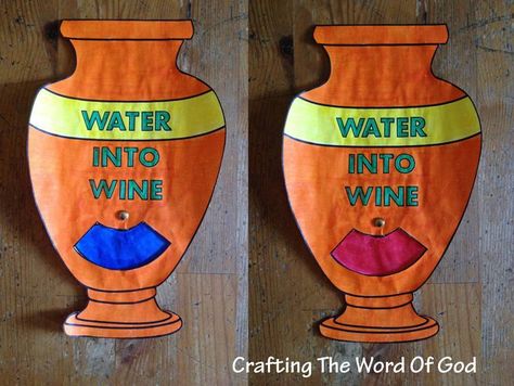 Water Into Wine Craft Preschool, Jesus First Miracle Craft, Water To Wine Craft Sunday School, Jesus Turns Water Into Wine Craft, Water To Wine Craft, Miracles Of Jesus Crafts, Jesus Miracles Crafts, Water Into Wine Craft, Jesus Crafts For Kids