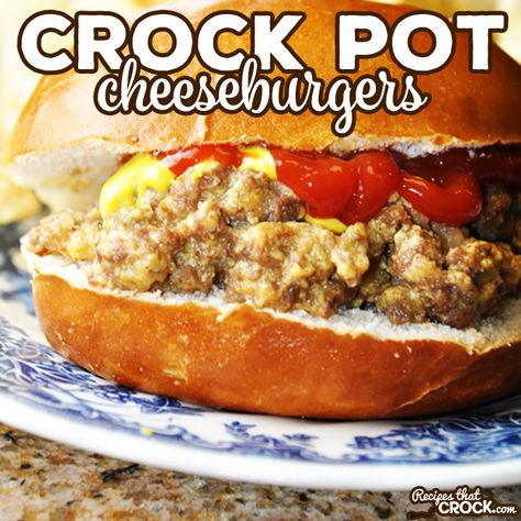 Crockpot Cheese Burgers, Cheeseburger Crockpot, Crockpot Cheeseburger, Crock Pot Cheese Burger Soup, Crock Pot Burger Recipes Ground Beef, Crockpot Cheeseburger Sandwiches, Burger Crockpot Meals Ground Beef, Frozen Burger Patties, Crock Pot Sloppy Joes