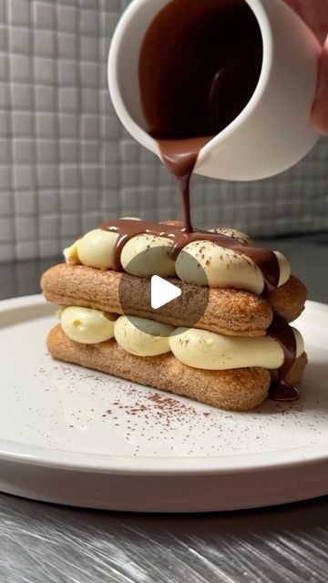 Cedrik Lorenzen on Instagram: "Wanna be my cute tiramisu? I promise to get you soaked. #tiramisucake#coffeecake#chocolatesauce My all-time favourite is the Plated Tiramisu Version. It is elegant and sophisticated, perfect for dates or dinner parties. Tiramisu can be plated in advance (excluding the chocolate coffee sauce) or prepared immediately. The recipe ingredients are below. For full details plus tips, please see my website. Coffee Mixture: 230g freshly brewed coffee 30g Amaretto 30g Cointreau 20g sugar Cream Mixture: 2 gelatine sheets 25g heavy cream 2 egg yolks 50g sugar 250g mascarpone cream 1/2 zest from a lemon 1/2 seeds scraped from a vanilla pod (optional) Soaked Lady Fingers: 16 ladyfingers Prepared and cooled coffee mixture Coffee Chocolate Sauce: 50g heavy cream 25g da Tiramisu Sauce, Dessert Plating Ideas Fine Dining, Tiramisu Plating Ideas, Tiramisu Plating, Cute Tiramisu, Tiramisu Fine Dining, Fancy Tiramisu Presentation, Lady Finger Tiramisu, Tiramisu Cream