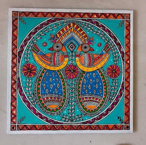 Madhubani Paintings and Art | Madhubani on 12 inch canvas board. | Facebook Madhubani Ganesha Painting, Madhubani Ganesha, Decoupage Paper Printable, Madhubani Paintings, Madhubani Art, Tanjore Painting, Ganesha Painting, Madhubani Painting, Paper Printable