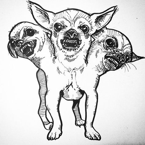 Onyx Tattoo, Cerberus Tattoo, Chihuahua Tattoo, Arte Viking, Dog Skull, Creepy Animals, Chihuahua Art, Maori Tattoo Designs, 8bit Art