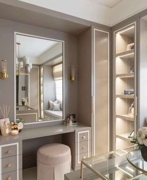 Dressing Table Ideas With Mirror, L Wardrobe, Modern Closet Designs, Dressing Room Decor, Dressing Room Closet, Dream Closet Design, Dressing Table Design, Luxury Closets Design, Modern Closet