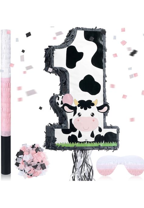 Number 1 Pinata, 1 Pinata, Cow Print Birthday, Pinata Stick, Cow Birthday Parties, Cow Cakes, Small Cow, Birthday Pinata, Cow Birthday