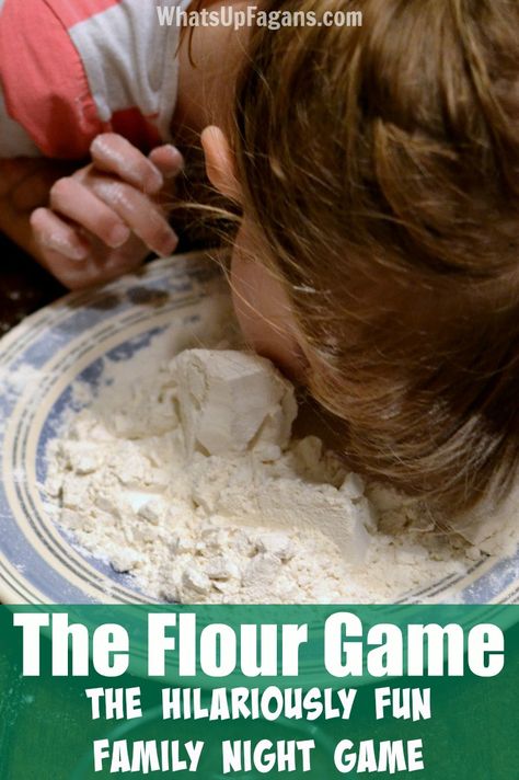 My family used to play this fun family night game when I was a kid. So funny! The Flour Game is the perfect game idea to play indoors, outdoors, for family reunions, or at whatever party. Flour Game, Ward Activities, Family Games Indoor, Family Games To Play, Reunion Games, Youth Games, Family Reunion Games, Youth Group Games, Indoor Games For Kids