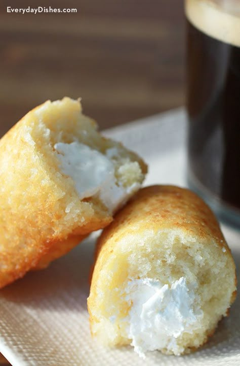 Homemade Twinkies recipe Whipped Topping Frosting, Homemade Twinkies, Twinkies Recipe, Twinkie Cake, Diy Dish, Everyday Dishes, Whipped Topping, Filling Recipes, Stick Of Butter