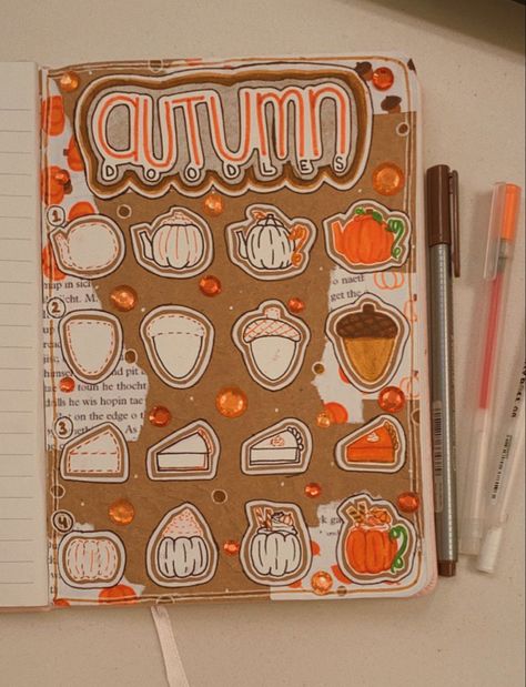 #bulletjournaling #bujo #autumn Fall / Autumn Bullet Journal Page - Bullet Journal Doodle Page Ideas - Step by Step bujo doodle page Doodle Page Ideas, Bujo Autumn, Autumn Bullet Journal, Autumn Treats, Autumn Doodles, Bullet Journal Pages, Doodle Page, Bullet Journal Page, Bujo Doodles