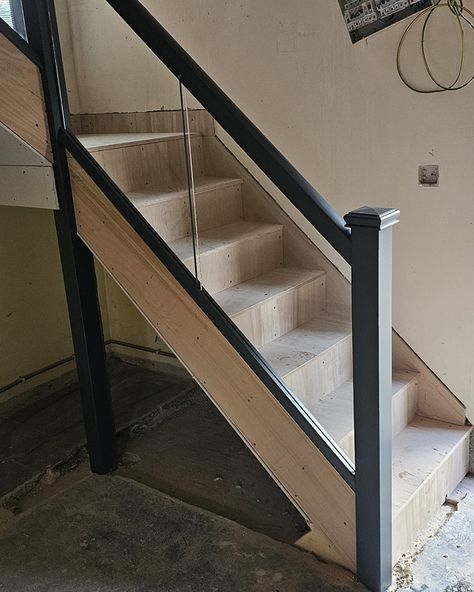 New anthracite grey look to this staircase with a glass embedded balustrade 👌🏼 #staircasebanisters Home Interior Design, House Interior, Interior Design, Grey, Glass, Quick Saves, Design