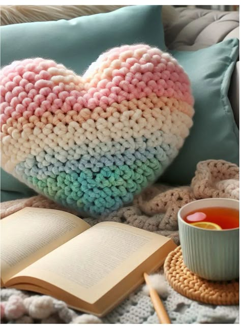 Crochet Heart Pillow Crochet Living Room, Crochet Heart Pillow, Pagan Cross Stitch, Crocheted Pillows, Crochet Cushion Covers, Crochet Mens Scarf, Crochet Pillow Patterns Free, Diy Sharpie Mug, Cushion Cover Pattern