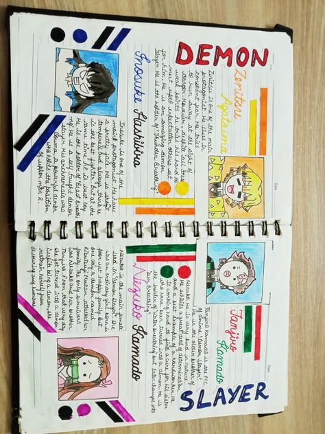 Anime Journal Demon Slayer, Demon Slayer Journal Ideas, Demon Slayer Journal, Demons Layer, Anime Info, Adorable Anime, Drawing Books, Anime Journal, Page Borders Design