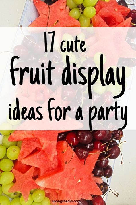 Get these cute fruit display ideas for a party when you host your next gathering at your home or apartment. Fruit Trays For Party Cute Ideas, Fruit Displays Ideas, Easy Fruit Trays Ideas Party Platters, Fruit Platters Display Trays, Small Fruit Platter Ideas, Fruit Displays For Party, Fruit Tray Arrangements, Spring Fruit Tray, Fruit Trays For Party