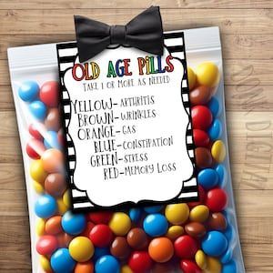 Diy Gag Gifts, Over The Hill Gifts, Over The Hill Birthday, Poster Boards, Survival Kit Gifts, Christmas Toilet Paper, Pill Bottle, Funny Postcards, Creative Money Gifts