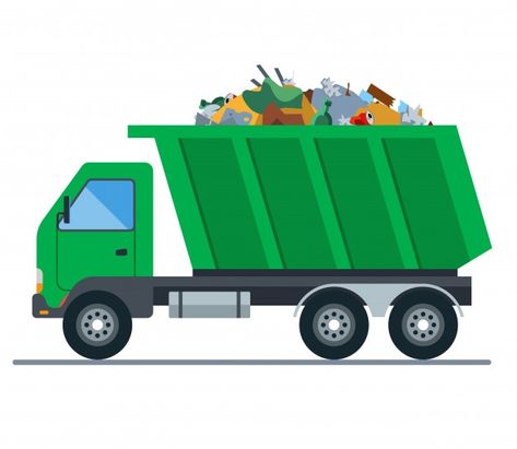 A truck loaded with garbage goes to a la... | Premium Vector #Freepik #vector #truck #illustration #trash #transportation Garbage Truck Illustration, Garbage Illustration, Trash Illustration, Truck Illustration, Trash Truck, Rubbish Truck, Truck Icon, Waldorf Inspired Toys, Rubbish Removal