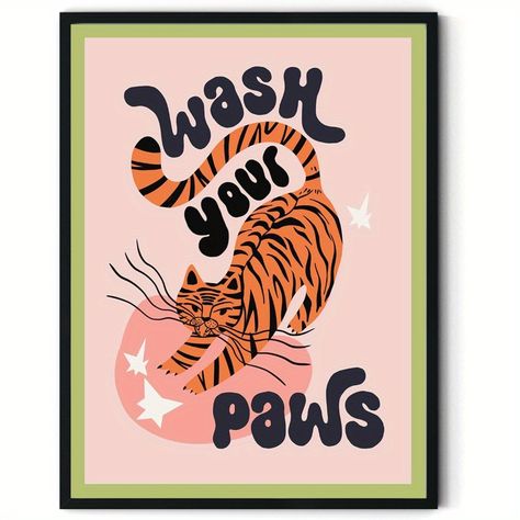 Faster shipping. Better service Toilet Wall Art, Bathroom Canvas Art, Tiger Canvas Art, Colorful Animal Print, Tiger Canvas, Funny Bathroom Decor, Toilet Wall, Funny Posters, Living Room Hallway