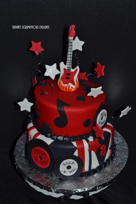 Rock Roll Birthday Cake, One Rocks Cake, Rock And Roll 1st Birthday Cake, Rock N Roll Cake, Rock And Roll Cake, Rockstar Cake, Rock And Roll Birthday Cake, Rock And Roll Cakes Ideas, Born Two Rock Birthday Cake