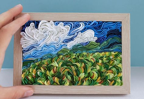 Clay Quilling, Clay Landscape, Clay Illustration, Clay Canvas, Creative Sculpture, Polymer Clay Molds, Clay Models, Clay Painting, Clay Embroidery