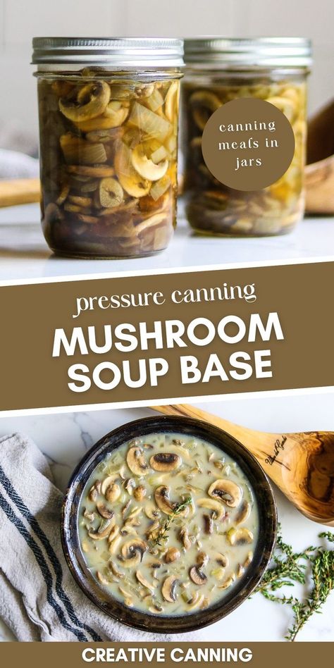 Pressure Canning Mushroom Soup Base: Vegetable Canning Recipes - Are you looking for a simple way to put up a delicious meal? With pressure canning, you can easily put up a variety of soups, stews, and stocks in jars for easy access and quick meals later. Today we’re going to show you how to pressure can a mushroom soup base for a delicious and easy meal. This recipe is perfect for beginners and can be used as a flavorful and nutritious base for a variety of soup recipes. Canning Mushrooms Recipes, Canning Mushroom Soup, Canning Mushrooms, Canning Soup Recipes, Money Food, Pressure Canning Recipes, Home Canning Recipes, Soup Base, Canning Vegetables