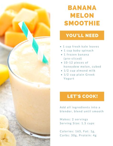 Melon Smoothie Recipes Healthy, Melon Smoothie Recipes, Canalope Smoothie Recipes, Cantaloupe Smoothie Healthy, Cantaloupe Recipes Smoothie, Fruit Milkshake Recipe, Honeydew Melon Smoothie, Mango Peach Banana Smoothie, Pineapple Banana Orange Juice Smoothie