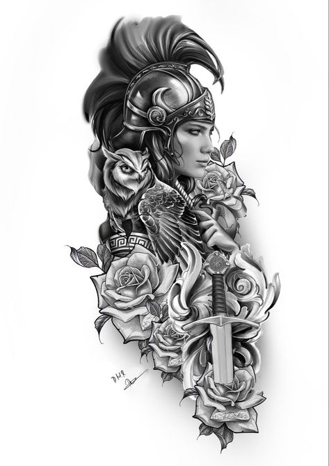 Athena Tattoos For Women, Warrior Mom Tattoo, Women Warriors Tattoo, Amazonian Warrior Tattoo, Female Worrier Tattoo, Amazon Warrior Tattoo, Feminine Warrior Tattoo, Goddess Tattoo Design Greek Mythology, Women Warrior Tattoo