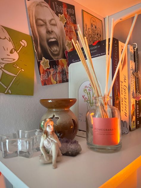 Phoebe Bridgers Room Decor, Phoebe Bridgers Bedroom, Pheobe Bridgers Candle, Theres No Place Like My Room Phoebe Bridgers, Wall Prints Phoebe Bridgers, Pink Phoebe Bridgers Poster, Salt Rock Lamp, Candle Shelf, Salt Lamp