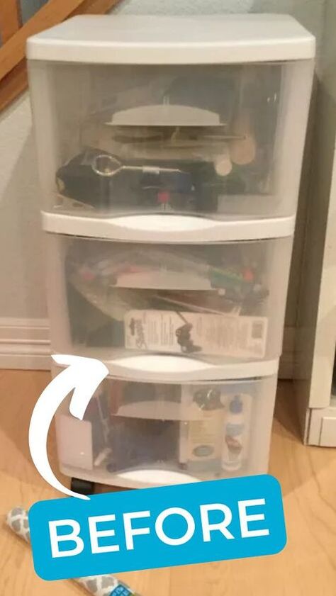 Plastic Bin Storage Ideas, Decorate Plastic Drawers, Plastic Drawer Makeover, Dresser Top Organization Ideas, Old Dresser Drawers, Upcycle Storage, Organizing Stuff, Plastic Storage Drawers, Clean Kitchen Cabinets