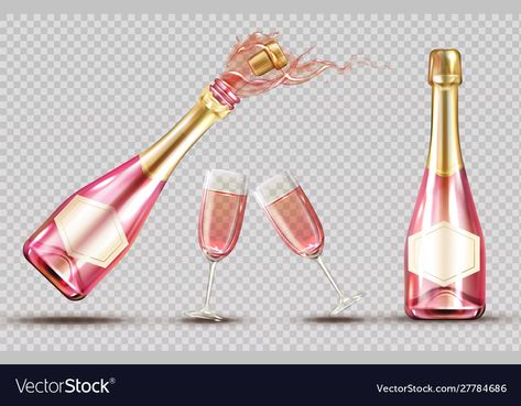 Pink Champagne Bottle, Happy 18th Birthday Quotes, Beer Bottle Cake, Sparkling Wine Drinks, Wine Bottle Images, Pink Champagne Cake, Champagne Cake, Glowing Background, Gold Bottles