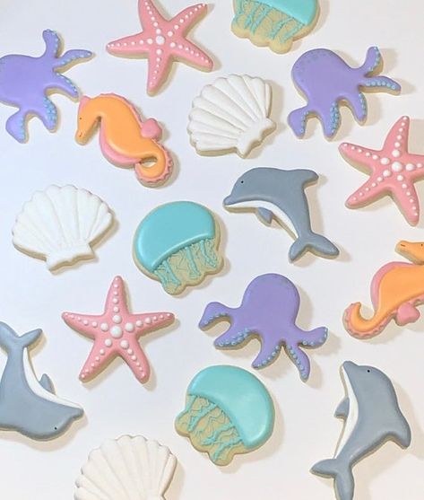 Ocean Theme Cookies Under the Sea Beach Theme Beach - Etsy Ocean Cookies, Vanilla Sugar Cookies, Beach Cookies, Ocean Birthday Party, Theme Cookies, Ocean Birthday, Sea Baby Shower, Vanilla Sugar Cookie, Ocean Party