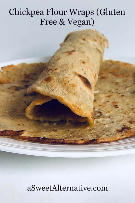 Gluten Free Vegan Tortilla Wraps, Gluten Free Vegan Wraps, Chickpea Flour Rolls, Chickpea Flour Wraps, Chickpea Tortilla Recipe, Chickpea Flour Flatbread, Chickpea Flour Tortillas, Chickpea Flour Recipe, Chickpea Biscuits