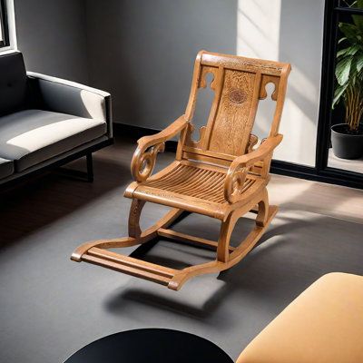 Elevate your relaxation with our solid chicken wing wood rocking chair. Featuring a classic mortise and tenon construction, ergonomic backrest, and curved armrests, this chair ensures comfort and durability. The ventilated seat and 20° rocking amplitude provide a stable, breathable, and soothing experience. Frame Color: Natural | Comfort Zone Furniture.e Solid Wood Ingenuity Home Leisure Rocking Chair Solid Wood Rocking Chair brownWood / Solid Wood in Natural | 37.40" H X 23.22" W X 59.84" D | W Interesting Furniture, Wood Rocking Chair, Chicken Wing, Wood Chair, Mortise And Tenon, Accent Furniture, Comfort Zone, Rocking Chair, X 23