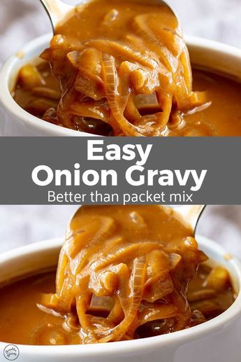 Gravy For Vegetables, Sausage And Onion Gravy, French Onion Gravy Recipe, Beef Onion Gravy Recipe, Brown Onion Gravy Recipes, Lipton Beefy Onion Gravy, Caramelized Onion Gravy, Easy Onion Gravy Recipe, Vegetable Gravy Recipe