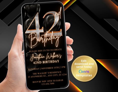 Digital 42nd Birthday Invitation Template, 42nd Bday Invite, Phone Text Message, Digital Invite, Editable Template, Instant Download 17. Geburtstag, Phone Text Message, 57th Birthday, 59 Birthday, Number 40, 42nd Birthday, 32 Birthday, Bday Invitations, Digital Invite