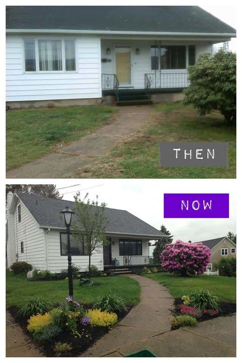 Yard Before And After, Easy Renovations, Curb Appeal Landscape, Front Yards Curb Appeal, Diy Curb Appeal, Home Exterior Makeover, Front Yard Landscaping Simple, Exterior Makeover, Exterior Remodel