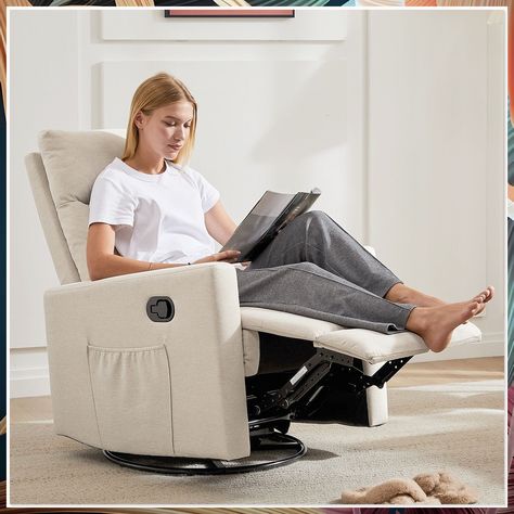 Looking to unwind and relax? Check out these 13 must-try massage recliner chair ideas for ultimate relaxation. Whether you're looking to soothe sore muscles or simply kick back and de-stress, these massage recliners have got you covered. Say goodbye to tension and hello to pure bliss with these top picks. Manual Recliner Chair, Swivel Rocking Chair, Swivel Recliner Chairs, Rocking Chair Nursery, Nursery Glider, Glider Rocker, Sofa Beige, Glider Recliner, Swivel Recliner