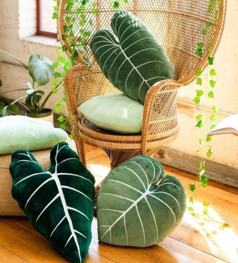 Plant Pillows, Succulent Throw Pillow, Succulent Pillow, Leaf Pillow, Tiny Furniture, Leaves Pillow, Cute Pillows, Pillow Room, Couch Throw Pillows