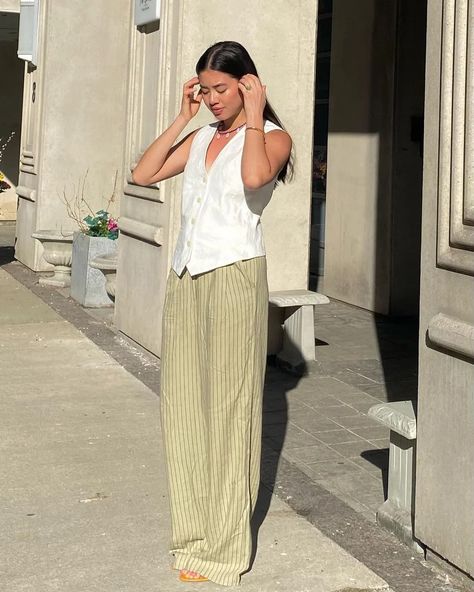 Summer Trousers Outfits, Nomadic Life, Summer Trousers, Trouser Outfit, Trouser Outfits, Wide Trousers, Scarf Top, Pj Pants, Summer Fashion Trends