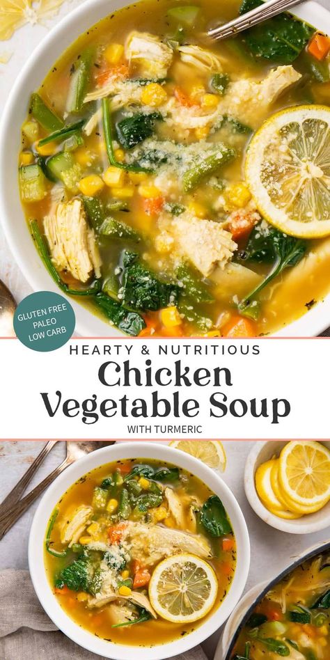 Chicken Soup With Spinach, Detox Chicken Soup, Keto Air Fryer Recipes, Chicken Soup Crockpot, Lemony Chicken, Chicken Vegetable Soup, 40 Aprons, Easy Skillet Meals, Vegetable Soup With Chicken