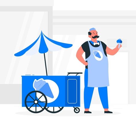 Ice cream seller concept illustration | Free Vector #Freepik #freevector #food #summer #ice-cream #ice Ice Cream Stand Illustration, Ice Cream Shop Illustration, Polar Ice Cream, Ice Cream Seller, Ice Cream Beach, Beach Sketches, Ice Cream Cartoon, Beach Cartoon, Ice Cream Stand